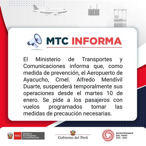 Ministerio De Transportes Y Comunicaciones On Twitter Lo Ltimo El