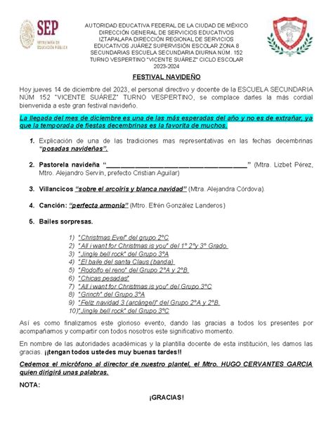 14 dic 2023 festival navideño AUTORIDAD EDUCATIVA FEDERAL DE LA