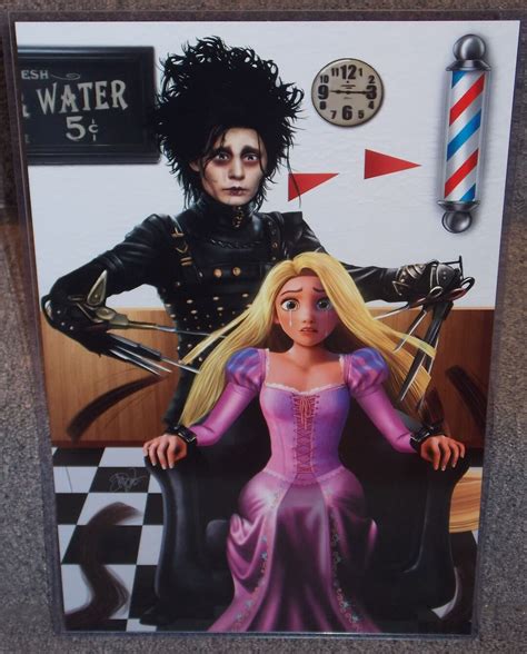 Edward Scissorhands Vs Rapunzel Glossy Art Print 11 X 17 In Hard Plastic Sleeve Etsy