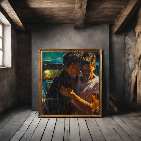 Two Gay Men Art Print Hot Water Matte Square Poster Gay Noir Wall Art Pulp Art Style Poster Etsy