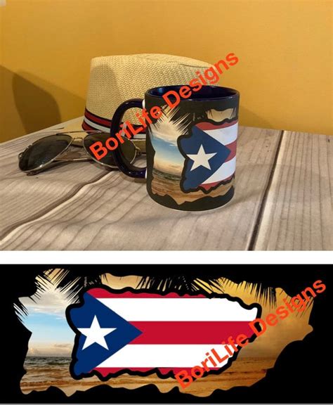 Unique Boricua Coffee Mug Puerto Rico Flag In Island Design Etsy