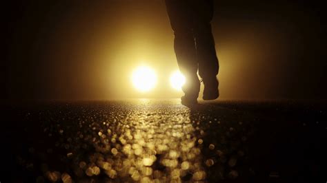 Security Guard Checks Village Street In Dark Stock Footage Sbv