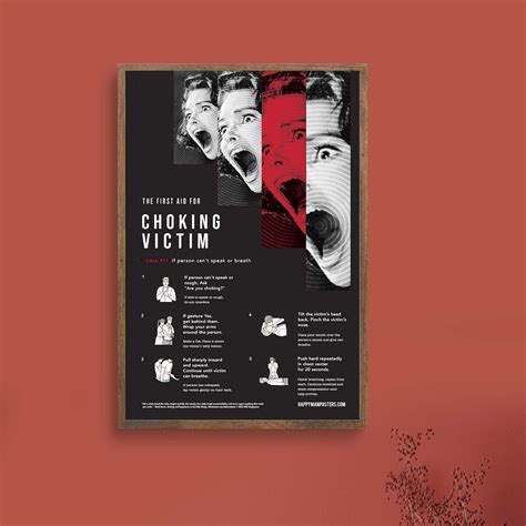 Choking Victim Poster Modern Choking Poster Choking First Aid Choking Sign Cpr Poster