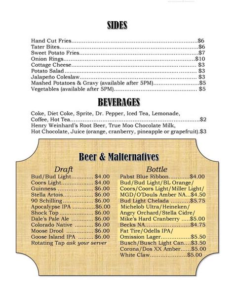 Online Menu Of Roadhouse Bar And Grill Restaurant Grand Lake Colorado