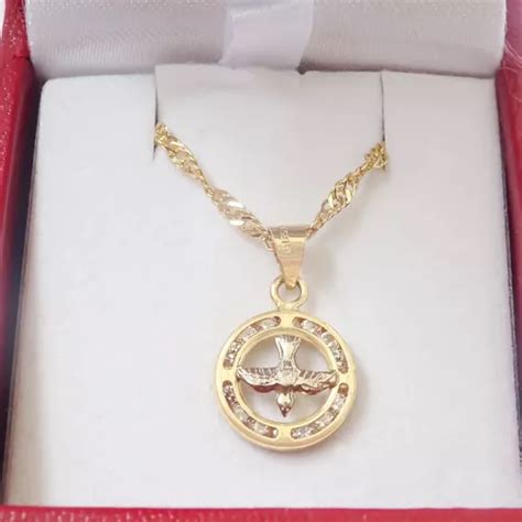 Amor Eterno Dije Medalla Espiritu Santo Chico 10k Cadena En Venta