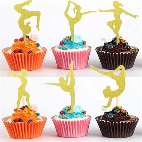 Adet Jimnastik Cupcake Topper Gymnast Temal Kek G Da Meyve Tatl Meze