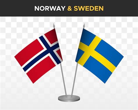 Premium Vector | Norway vs sweden desk flags mockup isolated 3d vector ...