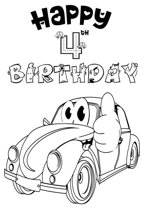 7 Wonderful 4th Birthday Coloring Pages And Cards — Printbirthdaycards