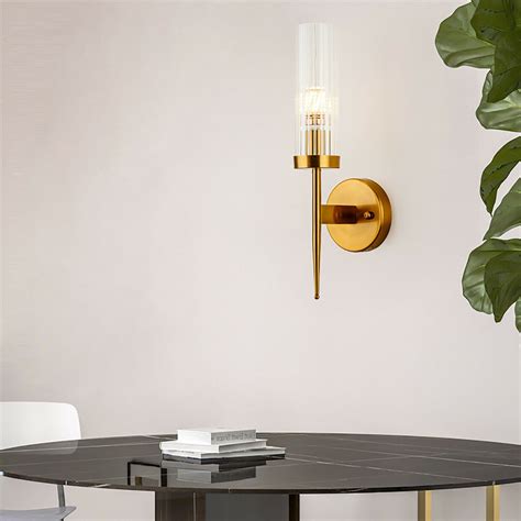 Modern Gold Metal E Light Source Wall Sconce Glass Wall Mount Light