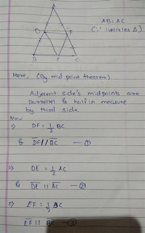 If D E And F Are The Midpoints Of The Sides Ab Bc And Ca Respectively