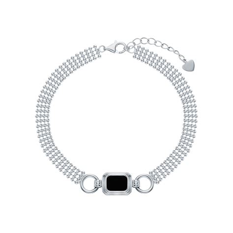 Серебряный браслет с ониксом природным BASTET S43005-B9W-01: белое ...