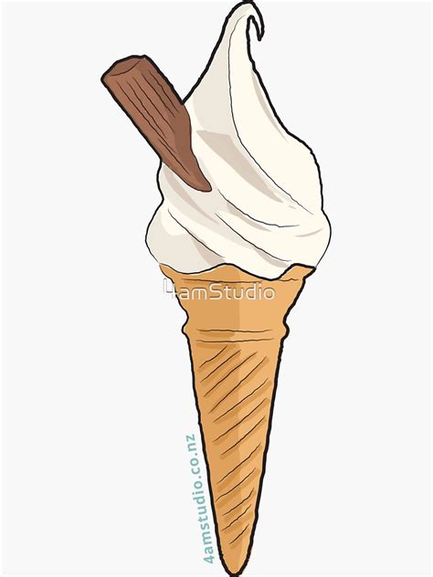 Hand Drawn New Zealand Soft Serve Ice Cream Mr Whippy Sticker For