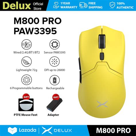 Delux M Pro Paw Gaming Mouse Dpi Max Wired G Bluetooth