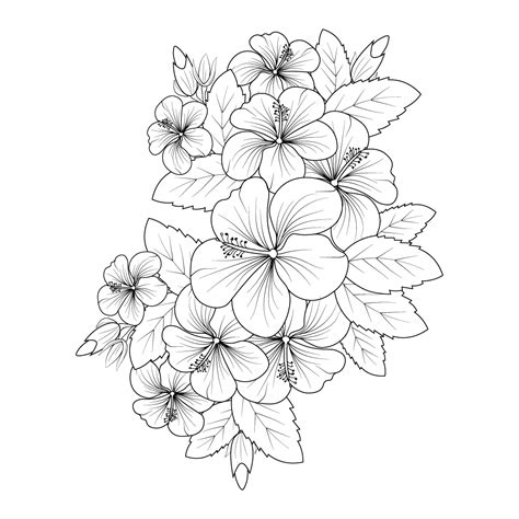 Hibiscus flower drawing. Hibiscus flower tattoo. Hibiscus flower ...