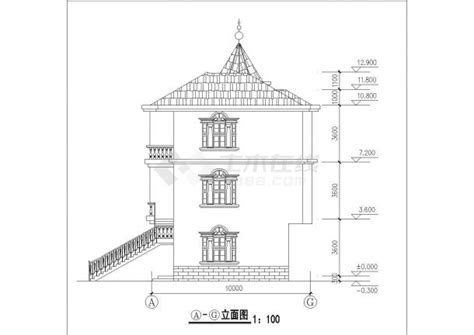 南昌市某村镇380平米3层砖混单体乡村别墅平立剖面cad设计图纸别墅建筑土木在线