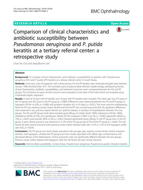 PDF Comparison Of Clinical Characteristics And Antibiotic