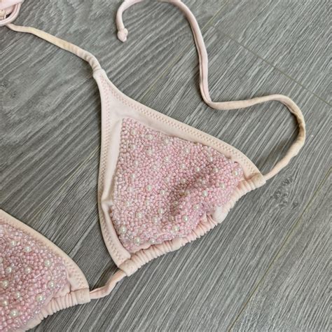 Vintage Y2k Beaded Bikini Top Size S Some Depop