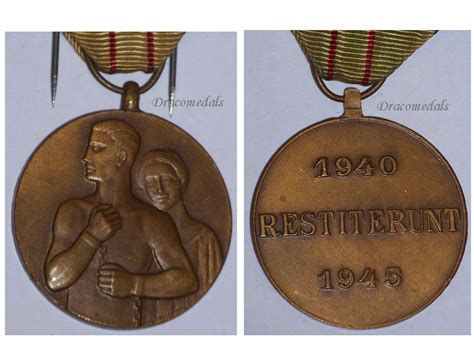 Belgium Wwii Medal Civil Unarmed Resistance Belgian Restiterunt