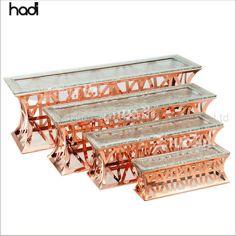 Banquet Equipment Luxury Rose Gold Buffet Elevation Dessert Display