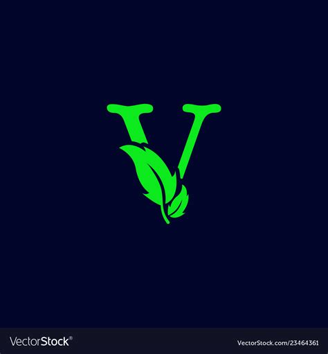 Letter V Leaf Nature Eco Green Logo Template Vector Image