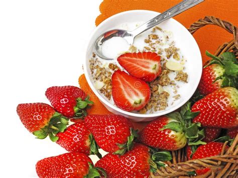 Healthy Breakfast Cereal With Strawberries Stock Photo Image Of