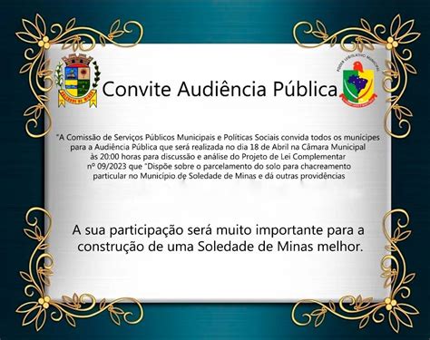 Convite De Audi Ncia P Blica Discuss O E An Lise Do Projeto De Lei