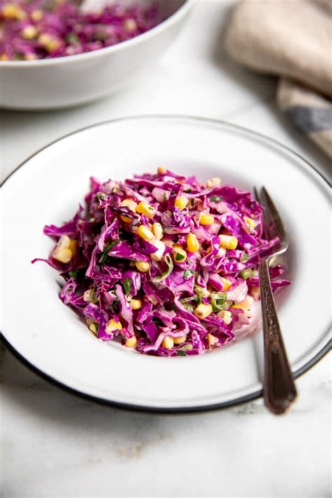 Easy Red Cabbage Coleslaw Recipe With Sweet Corn From Scratch Fast