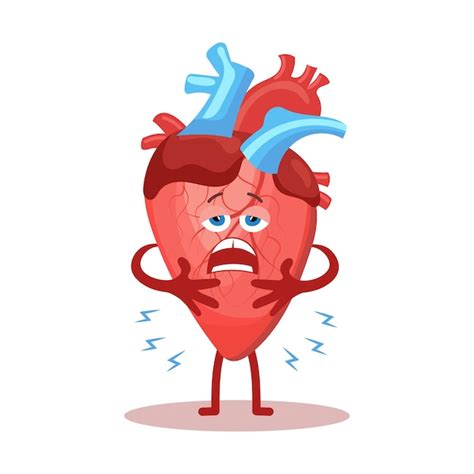 Premium Vector Cute Cartoon Character Of Unhealthy Human Heart Human