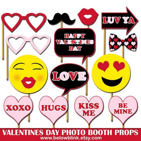 Happy Valentines Day Photo Props Printable Photo Booth Props Love