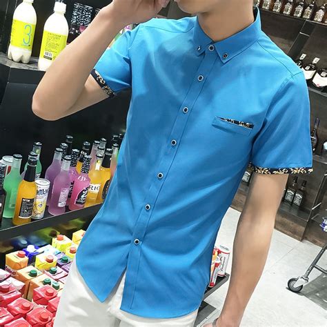 Summer Print Short Sleeved Shirt Mens Body Style Korean Trend Handsome