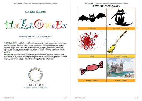 Elt Tutor Halloween Activity Booklet For 6 12 Year Old Kids And Teens
