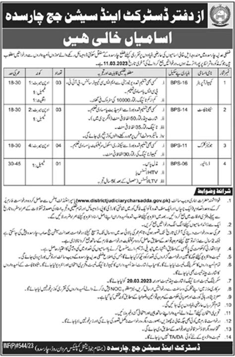 District And Session Courts Charsadda Jobs