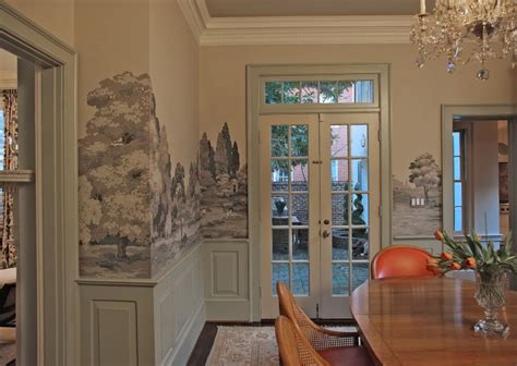 Using Just One Color Makes This Mural Timless Mural Wallpaper Dining