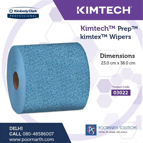 Kimberly Clark Kimtech Prep Kimtex Wipers Roll 03022 Blue Pack Of 4