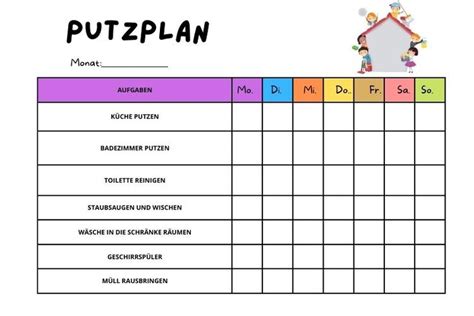 Putzplan für ganze Familie Vorlagen So schaffen Sie als