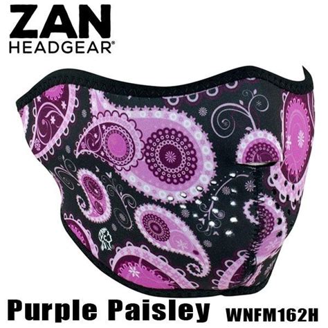 【zan Headgear】ネオプレン ハーフ フェイスマスク 「purple Paisley パープルペイズリー」 Wnfm162h