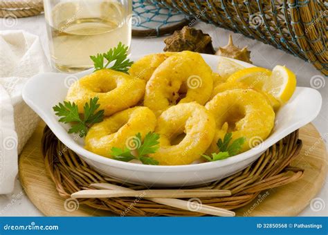 Culin Ria Espanhola Fried Squid Rings Calamares Um La Romana Foto De