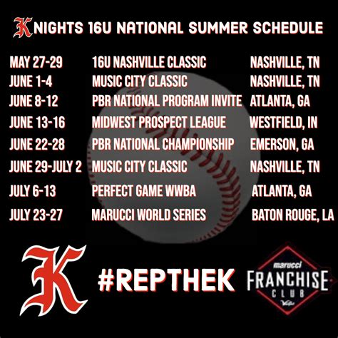 2023 16u National Schedule Knights