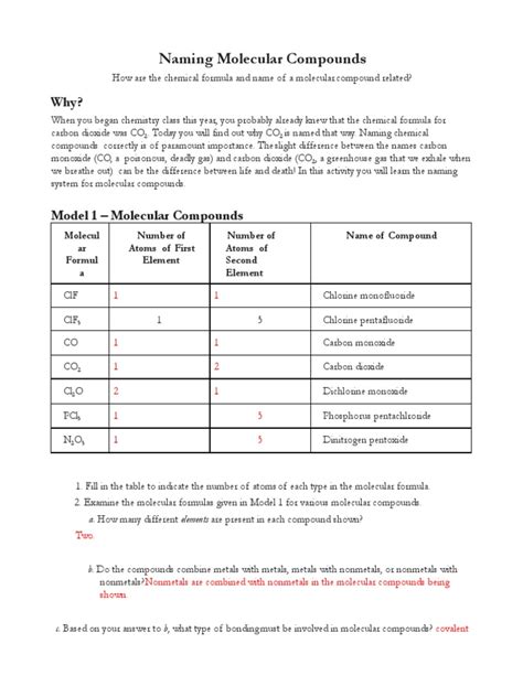 Free Printable Naming Molecular Compounds Worksheets Worksheets Library