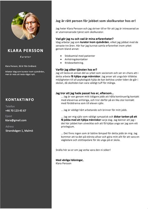 Att Skriva Ett Cv Mall Cv Mall Mall For Personligt Brev Exempel Pa