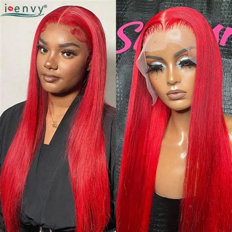 Hot Red Lace Front Human Hair Wigs 13X4 Hd Transparent Lace Frontal