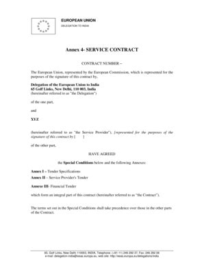 Fillable Online Eeas Europa Annex Service Contract Europa Eeas