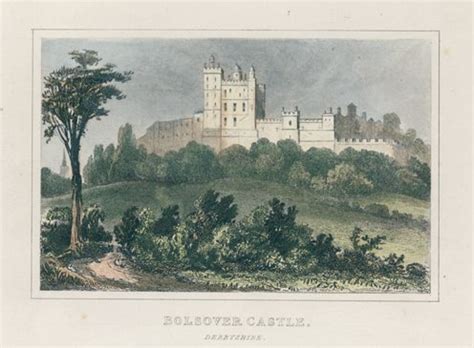 Old and antique prints and maps: Derbyshire, Bolsover Castle, 1848 ...