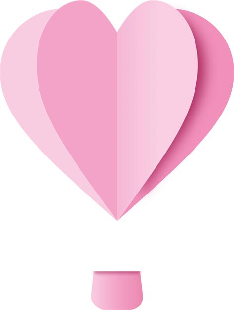Pink Heart Hot Air Balloon Paper Cut Heart Shaped Hot Air Balloon PNG