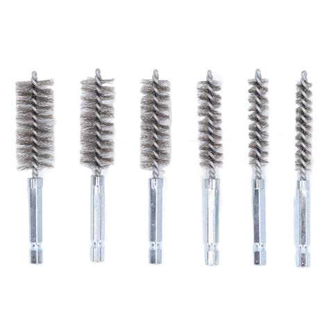 6PCS Bore Brush 4in Rust Proof Twisted Wire Cleaning Brush With 1 4in