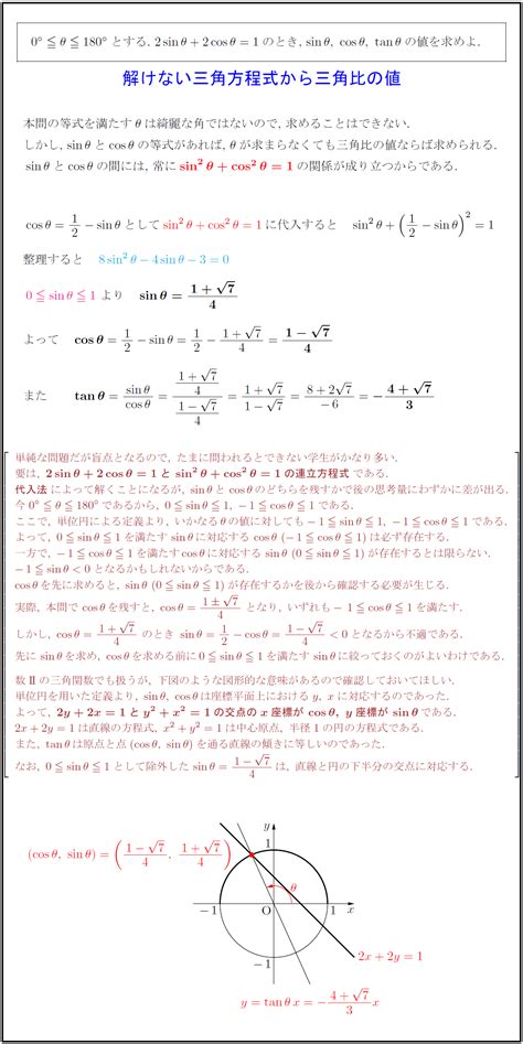 【高校数学Ⅰ】解けない三角方程式から三角比の値 受験の月