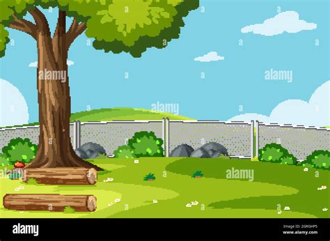 Empty Park Scene With Tree And Bushes Stock Vector Image And Art Alamy