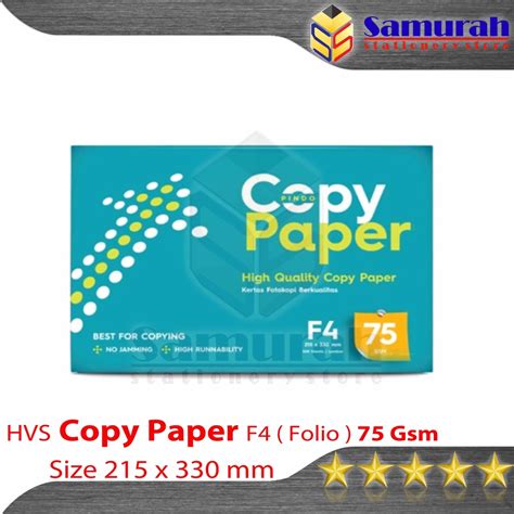 Jual Kertas Hvs Copy Paper Folio F4 75 Gsm Isi 500 Lembar 1 Rim Hvs