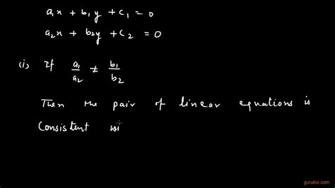 Conditions For Consistency And Inconsistency Of A Pair Of Linear Equations In Two Variables