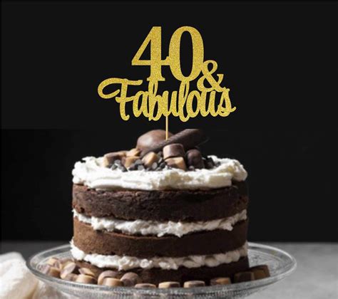 Svm Craft Gold Glitter 40 Fabulous Cake Topper 40 Anniversary